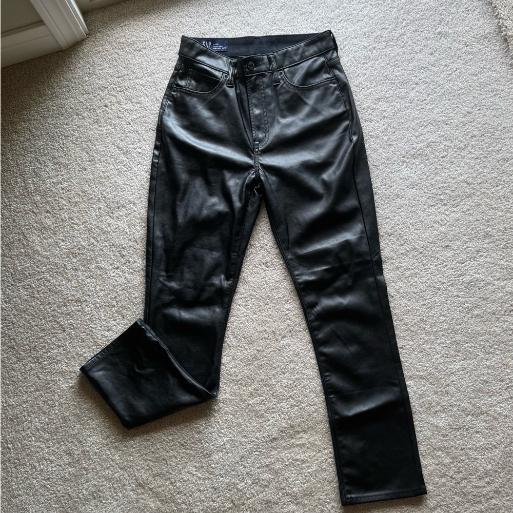 GAP Women’s High Rise Vintage Slim Faux Leather Jeans
